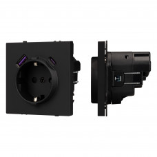 Механизм розетки с USB зарядкой SCT-NOBE-MUAC-SFPL-BK (230V, 16A) (Arlight, -)