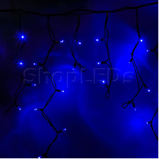 Гирлянда Айсикл (бахрома) светодиодный, 5,6 х 0,9 м, черный провод "КАУЧУК", 220В, диоды синие, NEON-NIGHT