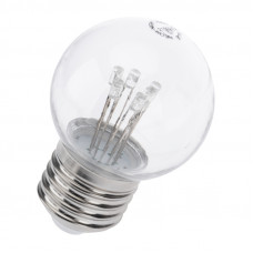 Ретро-лампа светодиодная,  диаметр 45мм,  E27, 6 LED,  2Вт,  СИНИЙ,  прозрачная колба,  230В
